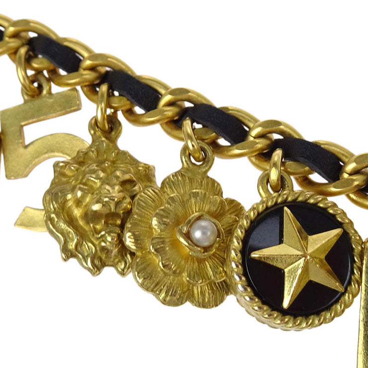 Chanel CC Icon Chain Belt Costume Pearl Gold Black 94A Small Good