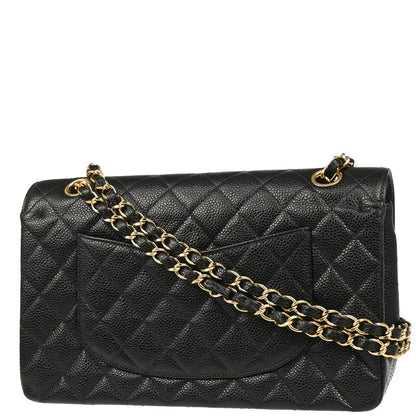 Chanel 2003-2004 Black Caviar Medium Classic Double Flap Shoulder Bag