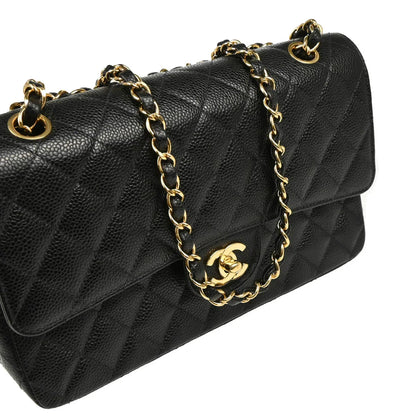 Chanel 2003-2004 Black Caviar Medium Classic Double Flap Shoulder Bag