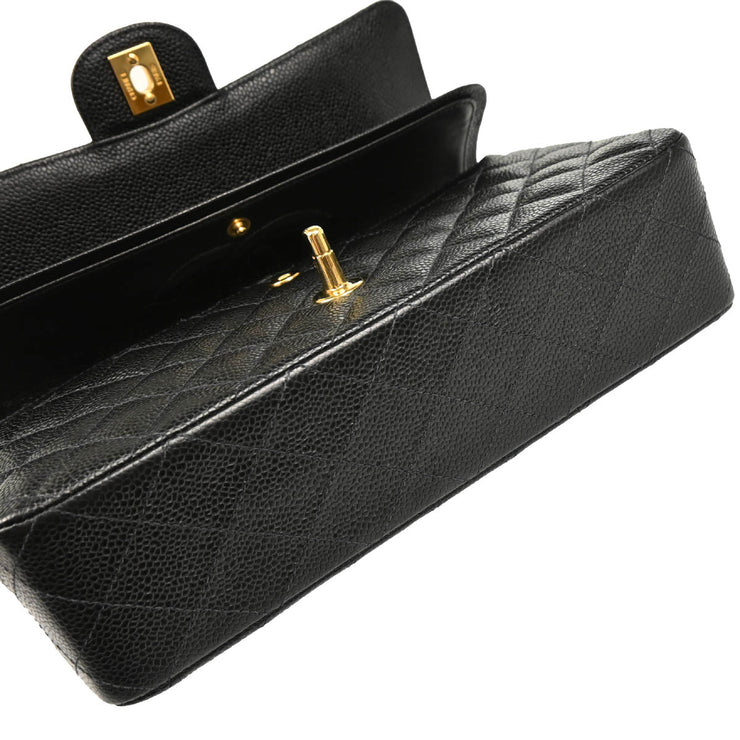 Chanel 2003-2004 Black Caviar Medium Classic Double Flap Shoulder Bag