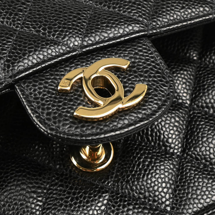 Chanel 2003-2004 Black Caviar Medium Classic Double Flap Shoulder Bag