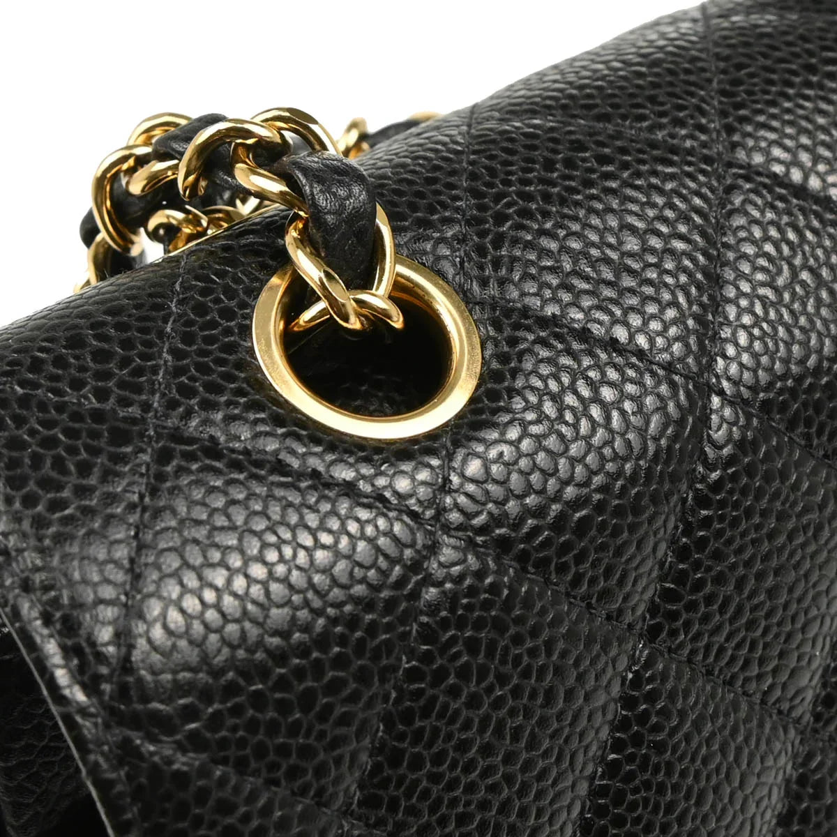 Chanel 2003-2004 Black Caviar Medium Classic Double Flap Shoulder Bag