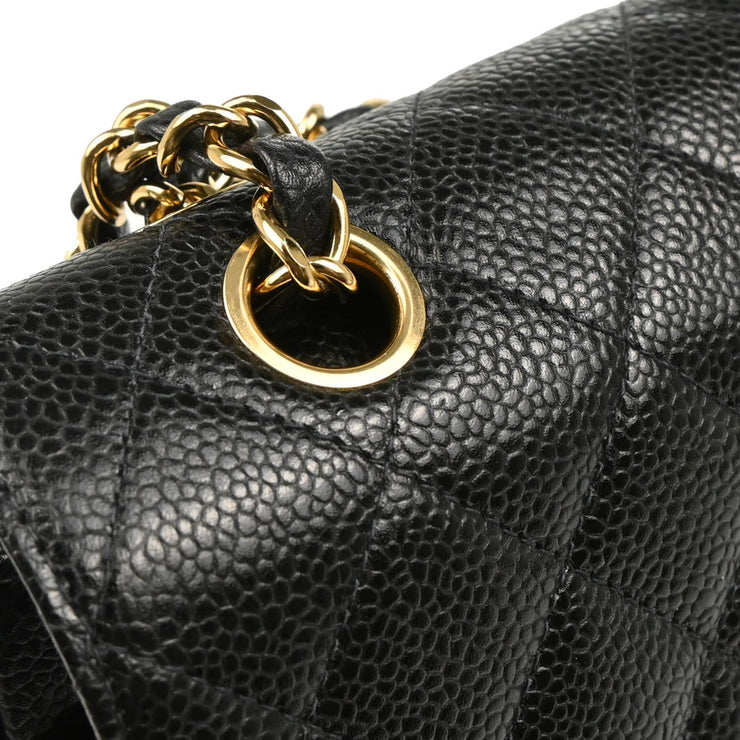 Chanel 2003-2004 Black Caviar Medium Classic Double Flap Shoulder Bag
