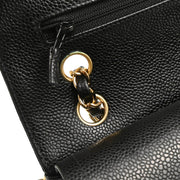 Chanel 2003-2004 Black Caviar Medium Classic Double Flap Shoulder Bag