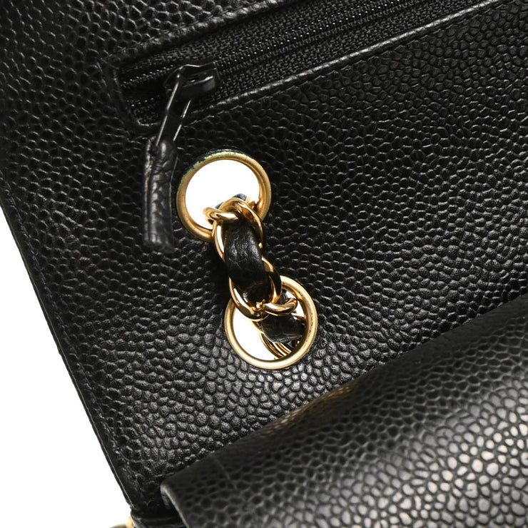 Chanel 2003-2004 Black Caviar Medium Classic Double Flap Shoulder Bag
