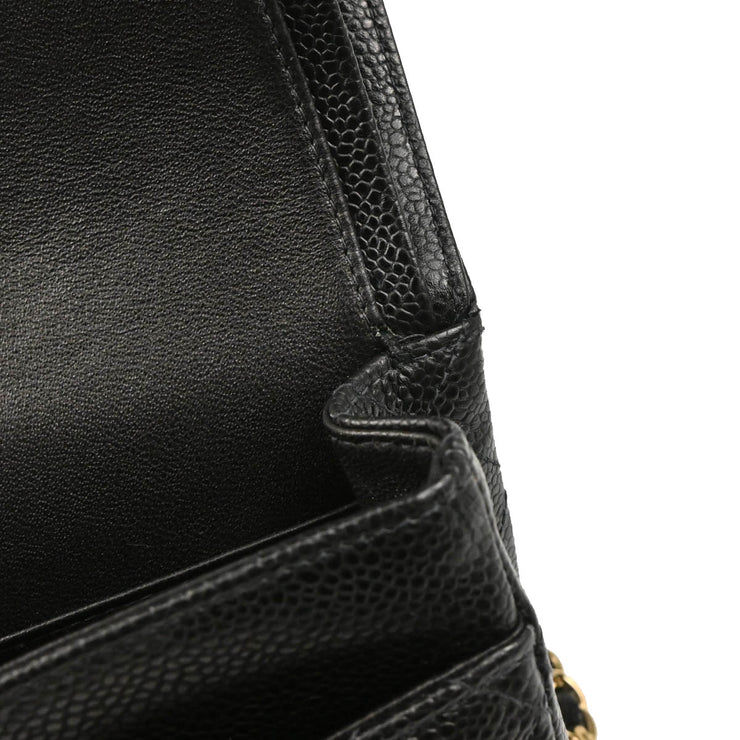 Chanel 2003-2004 Black Caviar Medium Classic Double Flap Shoulder Bag