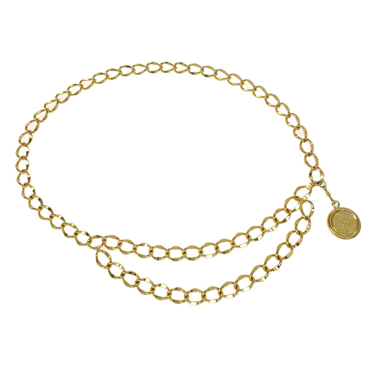 Chanel Chain Belt Medallion Gold 95P Small Good