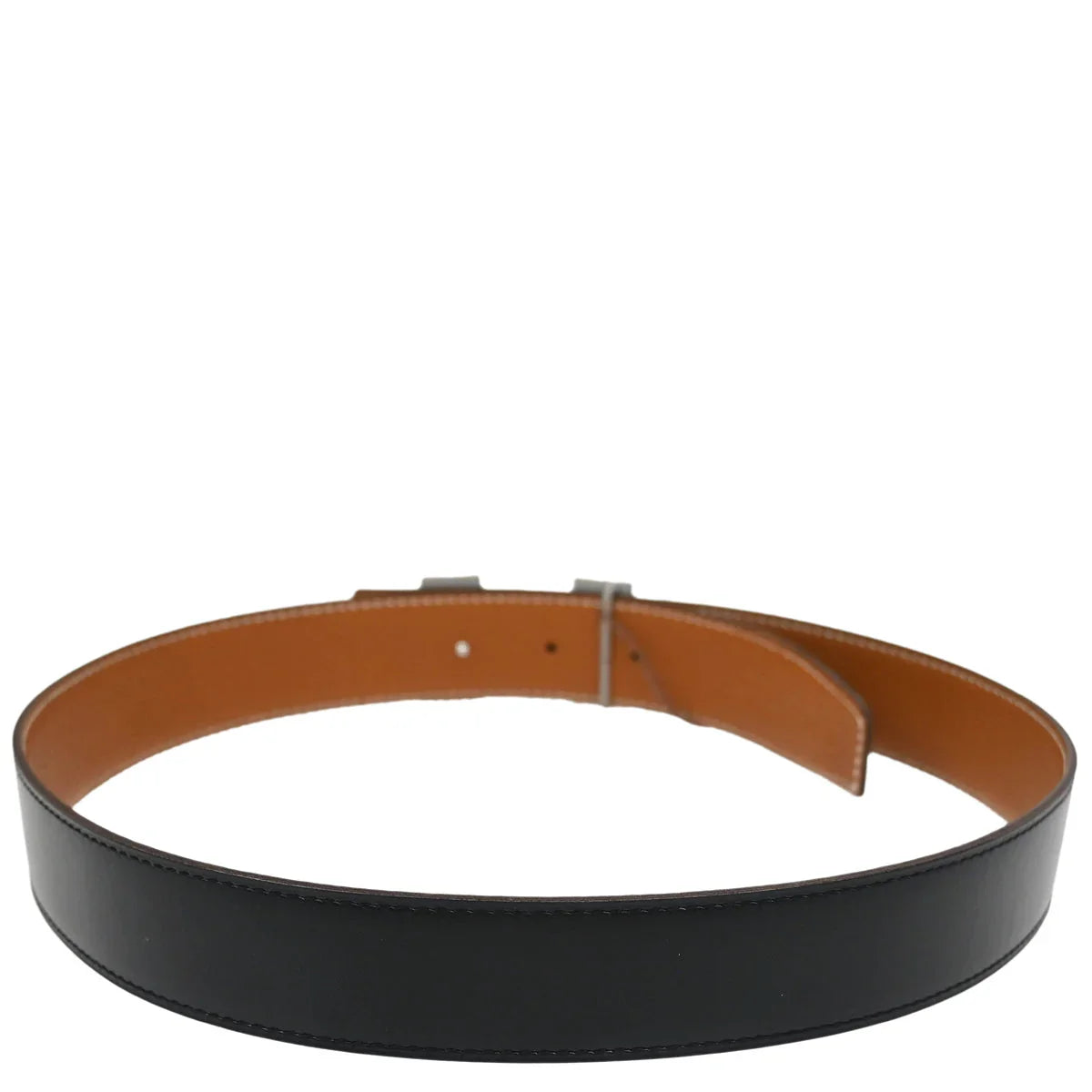 Hermes Black Box Calf Constance Reversible Belt #75 Small Good