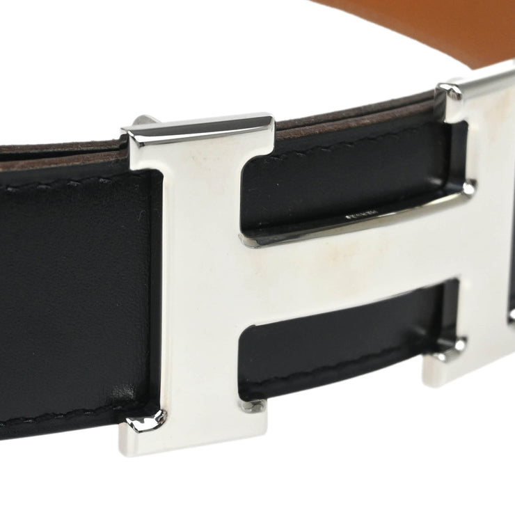 Hermes Black Box Calf Constance Reversible Belt #75 Small Good