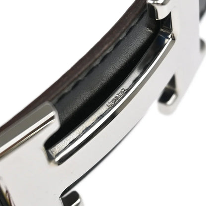 Hermes Black Box Calf Constance Reversible Belt #75 Small Good