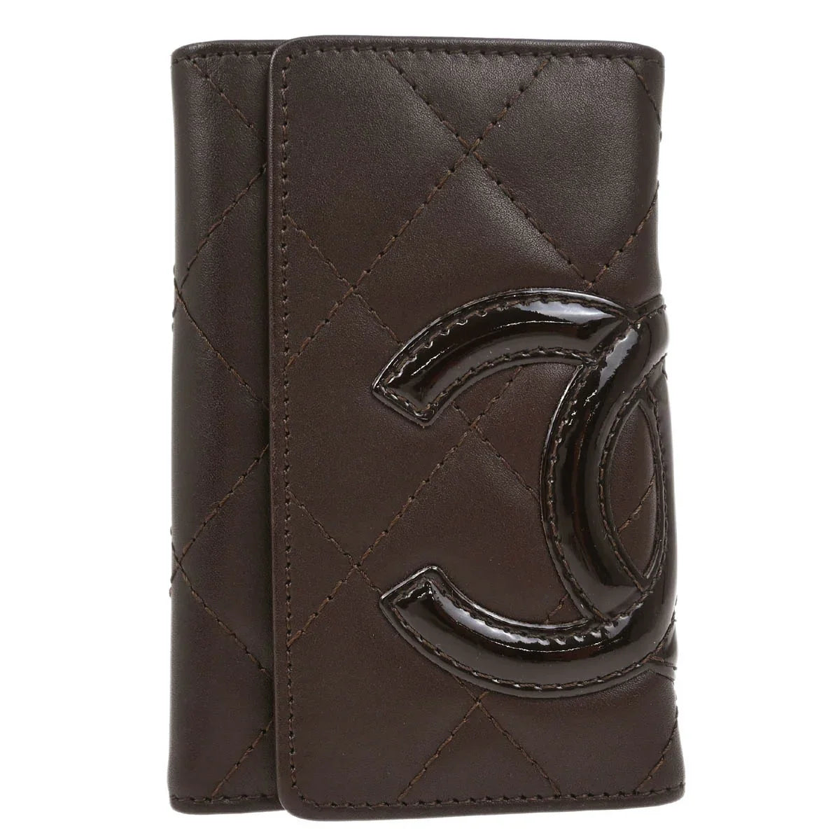 Chanel 2005-2006 Brown Calfskin Cambon Ligne Six Hook Key Case Small Good