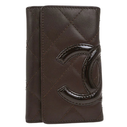 Chanel 2005-2006 Brown Calfskin Cambon Ligne Six Hook Key Case Small Good