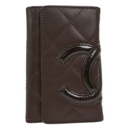 Chanel 2005-2006 Brown Calfskin Cambon Ligne Six Hook Key Case Small Good