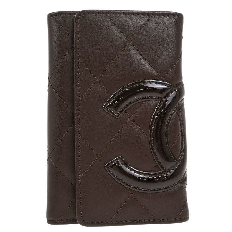 Chanel 2005-2006 Brown Calfskin Cambon Ligne Six Hook Key Case Small Good