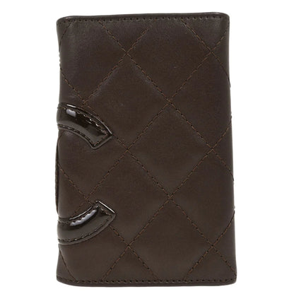 Chanel 2005-2006 Brown Calfskin Cambon Ligne Six Hook Key Case Small Good