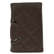 Chanel 2005-2006 Brown Calfskin Cambon Ligne Six Hook Key Case Small Good
