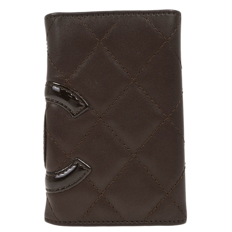 Chanel 2005-2006 Brown Calfskin Cambon Ligne Six Hook Key Case Small Good