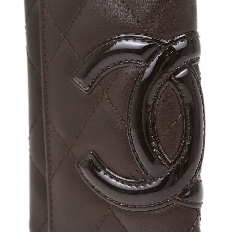 Chanel 2005-2006 Brown Calfskin Cambon Ligne Six Hook Key Case Small Good