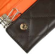 Chanel 2005-2006 Brown Calfskin Cambon Ligne Six Hook Key Case Small Good