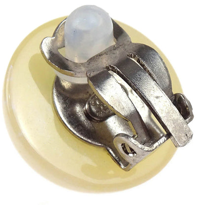 Chanel Button Earrings Clip-On Beige Acrylic 99P