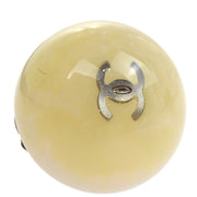 Chanel Button Earrings Clip-On Beige Acrylic 99P