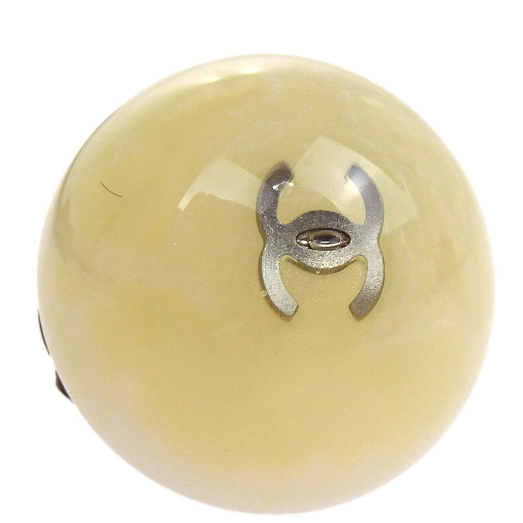Chanel Button Earrings Clip-On Beige Acrylic 99P