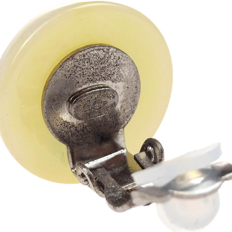 Chanel Button Earrings Clip-On Beige Acrylic 99P