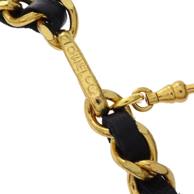 Chanel Chain Belt Medallion Gold Black Small Good