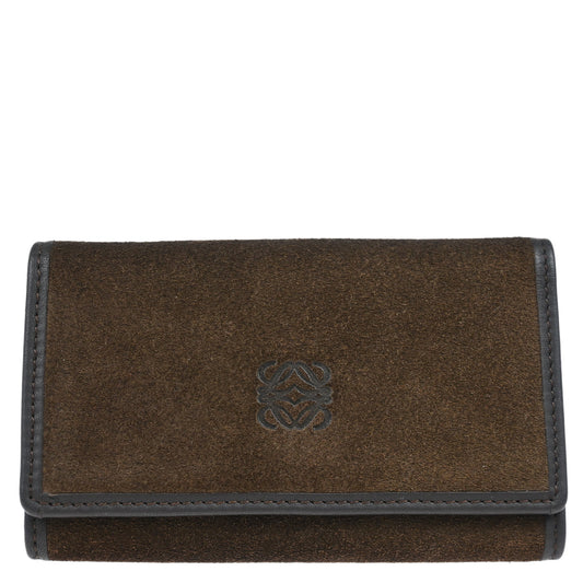 Loewe Brown Suede Six Hook Key Case Small Good
