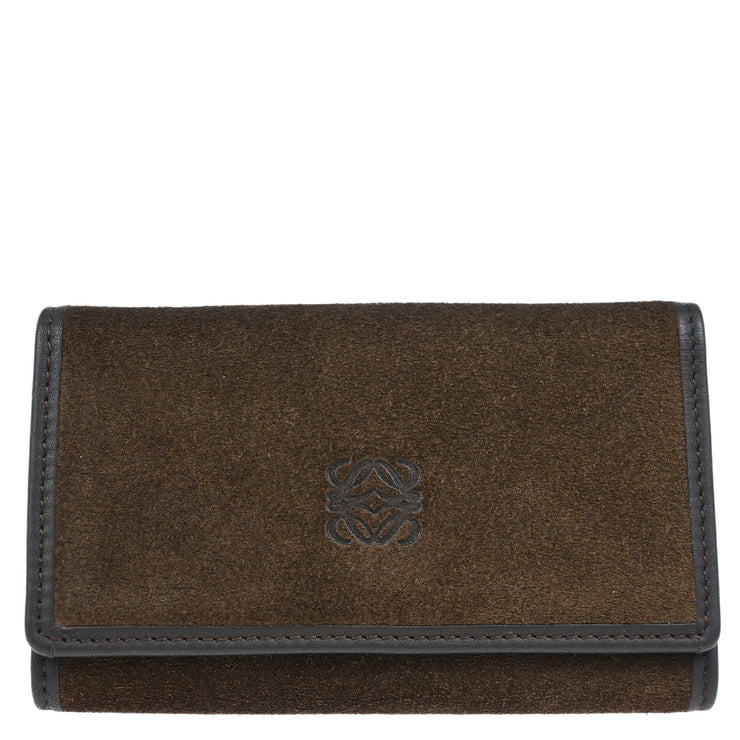Loewe Brown Suede Six Hook Key Case Small Good