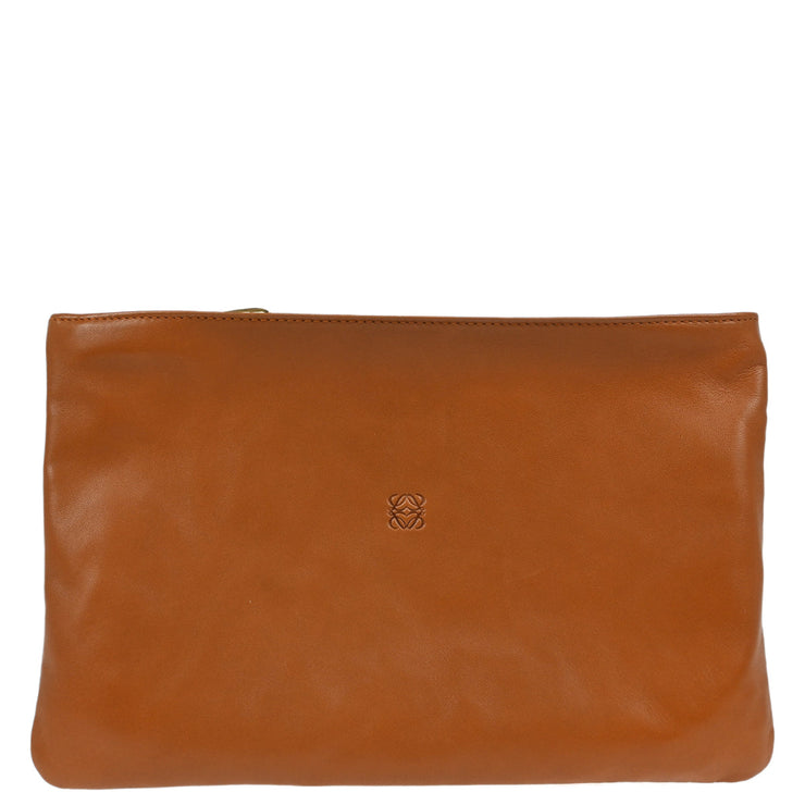 Loewe Brown Leather Pouch Clutch Bag