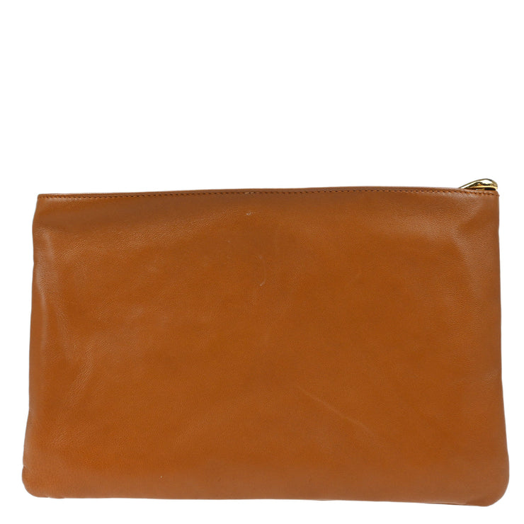 Loewe Brown Leather Pouch Clutch Bag