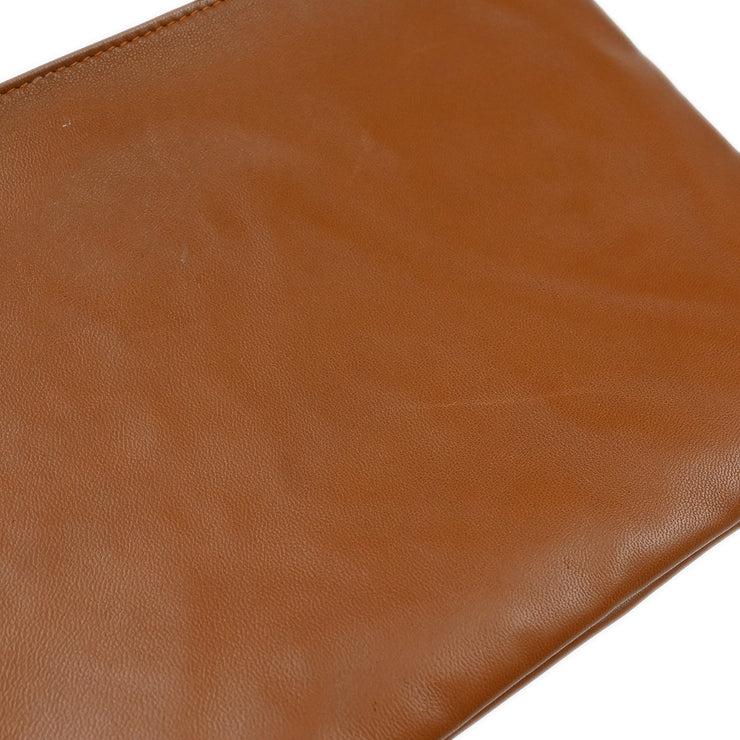 Loewe Brown Leather Pouch Clutch Bag