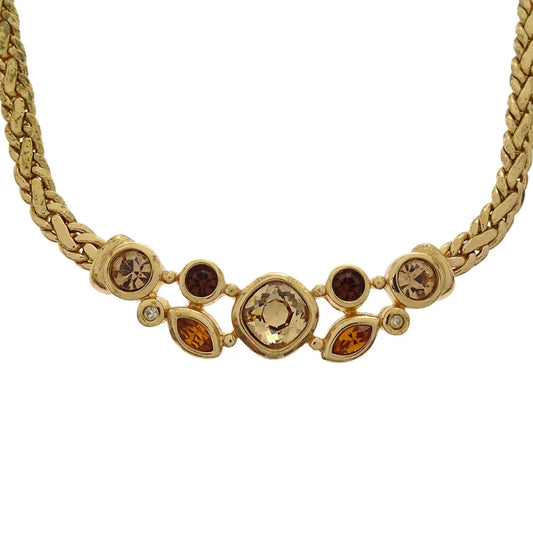 Christian Dior Necklace Gold Rhinestone