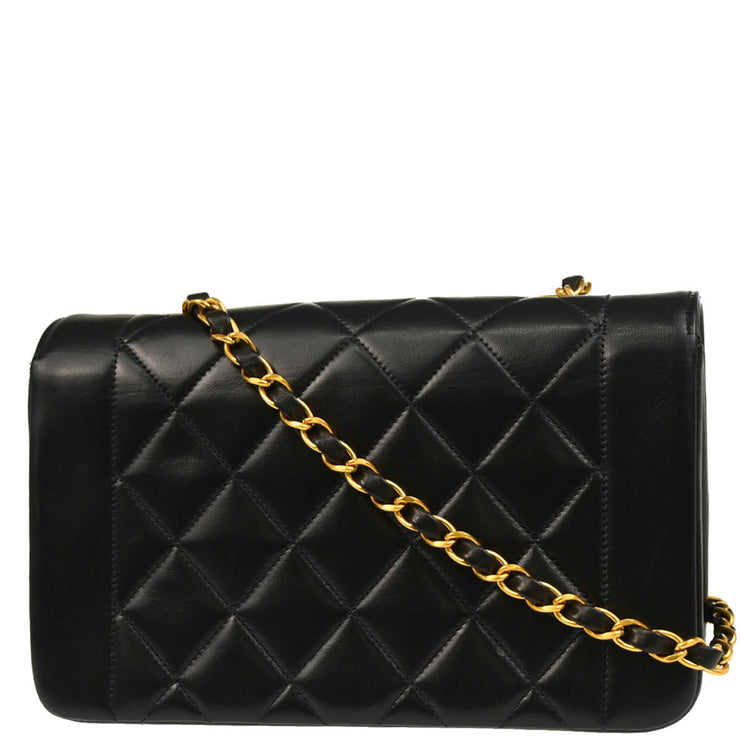 Chanel 1996-1997 Black Lambskin Small Diana Shoulder Bag