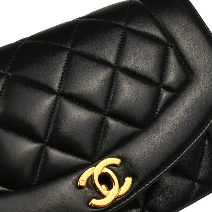 Chanel 1996-1997 Black Lambskin Small Diana Shoulder Bag