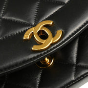 Chanel 1996-1997 Black Lambskin Small Diana Shoulder Bag
