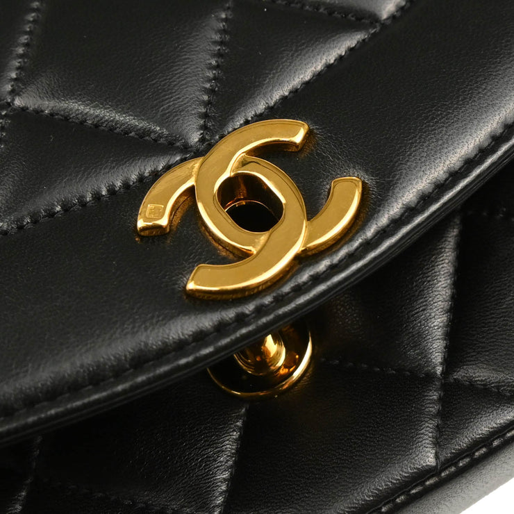 Chanel 1996-1997 Black Lambskin Small Diana Shoulder Bag