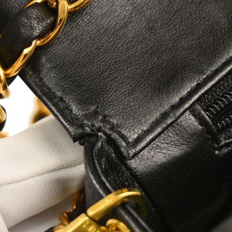 Chanel 1996-1997 Black Lambskin Small Diana Shoulder Bag