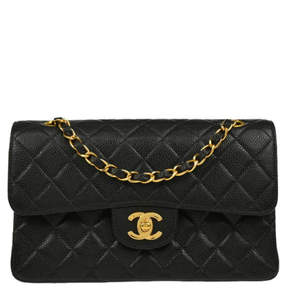 Chanel 2005-2006 Black Caviar Small Classic Double Flap Shoulder Bag