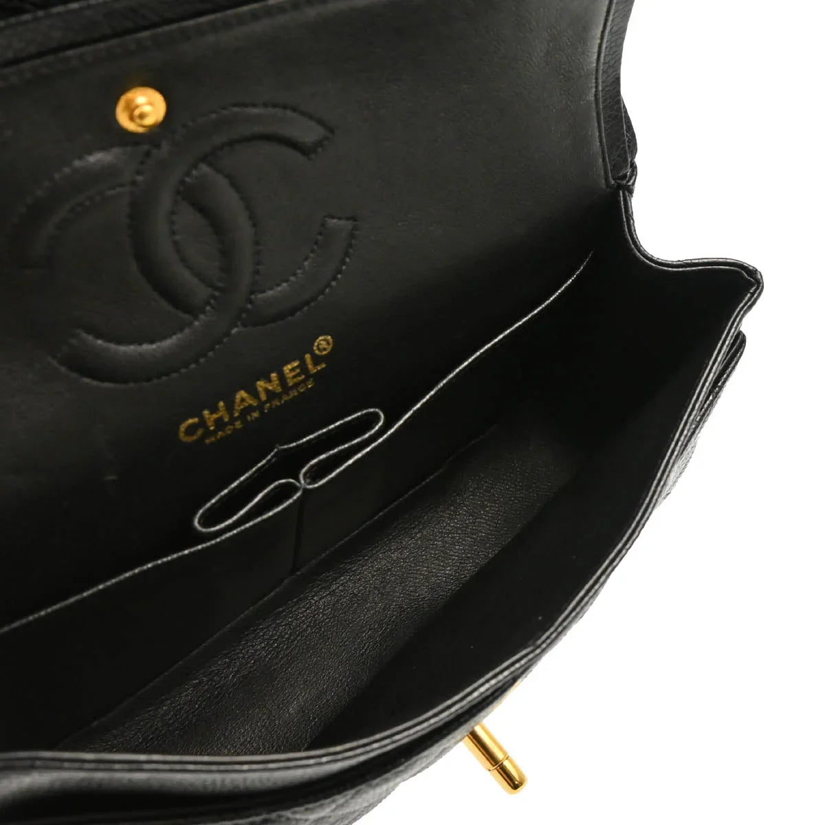 Chanel 2005-2006 Black Caviar Small Classic Double Flap Shoulder Bag