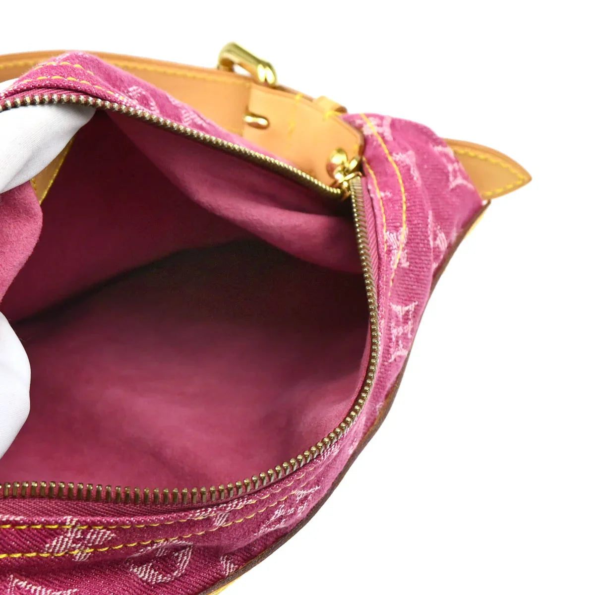 Louis Vuitton 2006 Pink Monogram Denim Baggy PM Shoulder Bag M95212