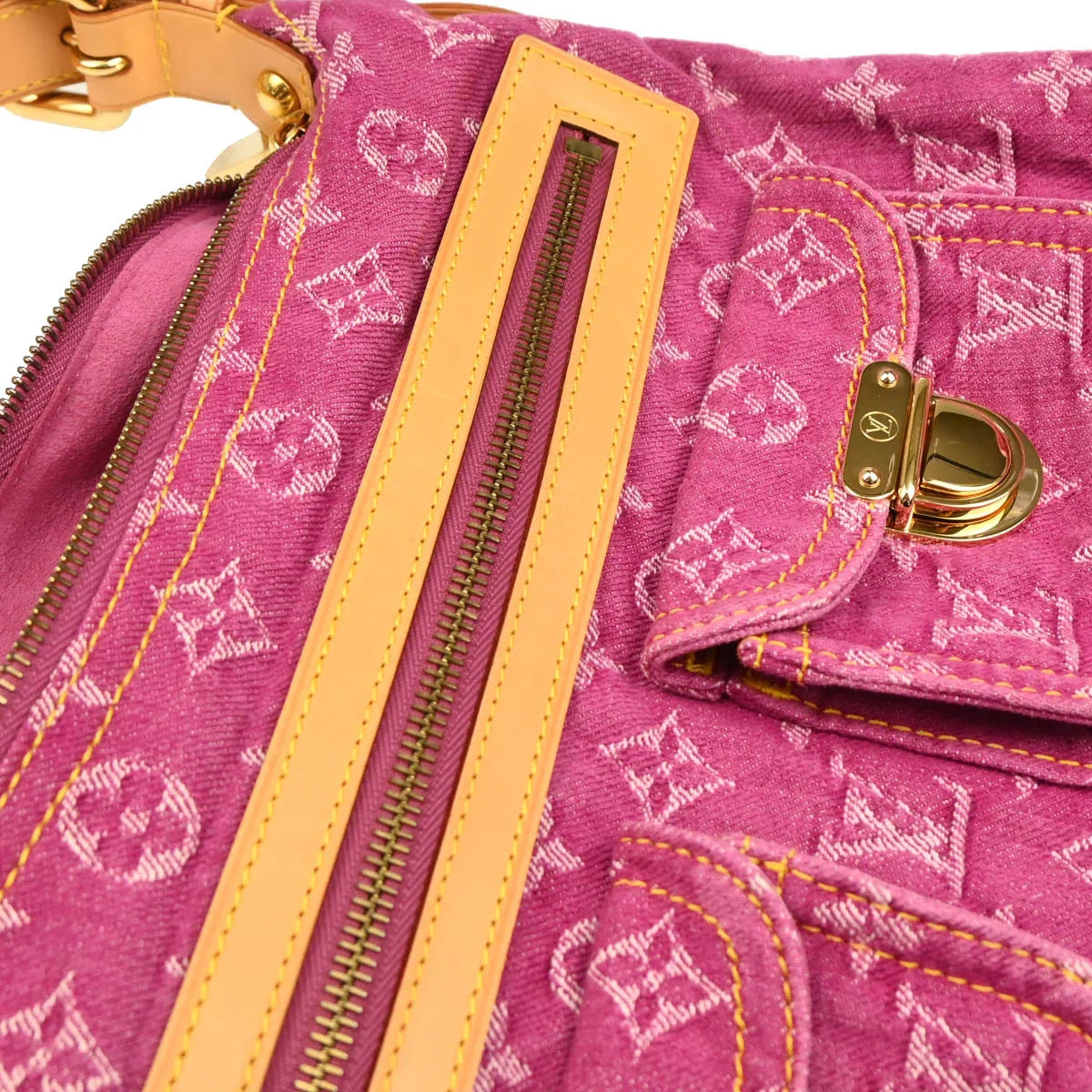 Louis Vuitton 2006 Pink Monogram Denim Baggy PM Shoulder Bag M95212