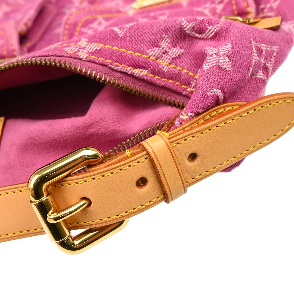 Louis Vuitton 2006 Pink Monogram Denim Baggy PM Shoulder Bag M95212