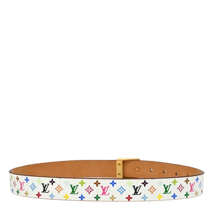 Louis Vuitton White Multicolor Ceinture Carre Belt M9270Y #70/28 Small Good