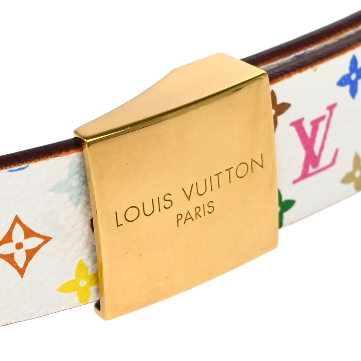 Louis Vuitton White Multicolor Ceinture Carre Belt M9270Y #70/28 Small Good