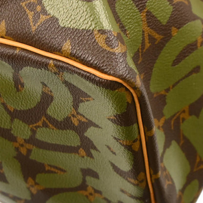 Louis Vuitton 2001 Khaki Monogram Graffiti Keepall 50 Duffle M92196