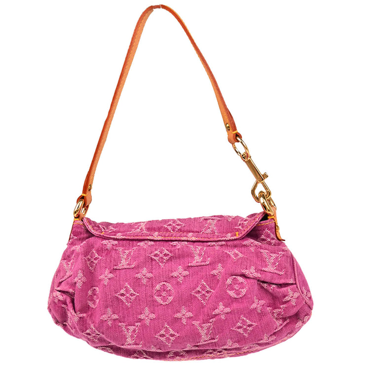 Louis Vuitton 2006 Pink Monogram Denim Mini Pleaty Handbag M95216