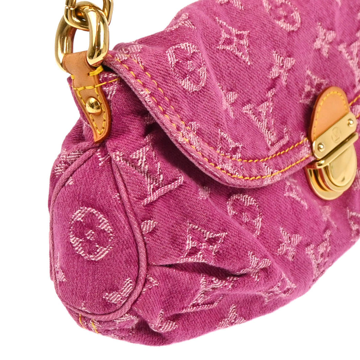 Louis Vuitton 2006 Pink Monogram Denim Mini Pleaty Handbag M95216