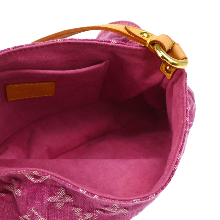 Louis Vuitton 2006 Pink Monogram Denim Mini Pleaty Handbag M95216